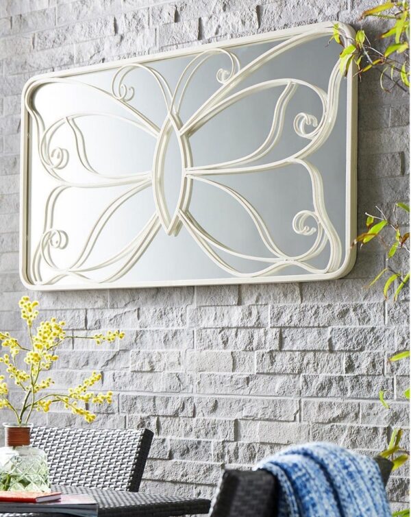 BRAND NEW LUXURY GARDEN BUTTERFLY MIRROR CREAM 100 X 2.5 X 55CM