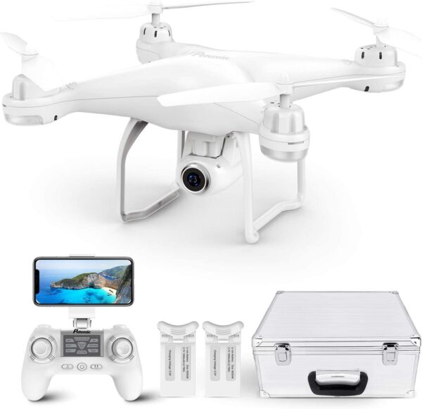 Potensic T25 GPS Drone with HD 2K Camera, FPV RC, Live Video, Dual GPS Return Home, Quadcopter with Adjustable Wide-Angle Camera- Follow Me, Altitude Hold, Long Control Range, White