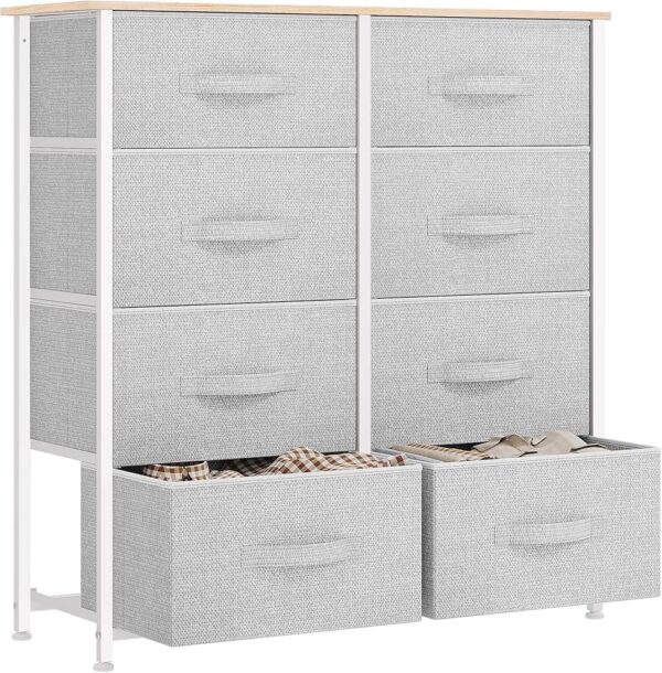 YITAHOME Chest of Drawers, 8-Drawer StorageOrganizer Unit for Bedroom Living Room Closet,Sturdy Steel Frame, Easy Pull Fabric Bins &Wooden Top, Fabric Dresser