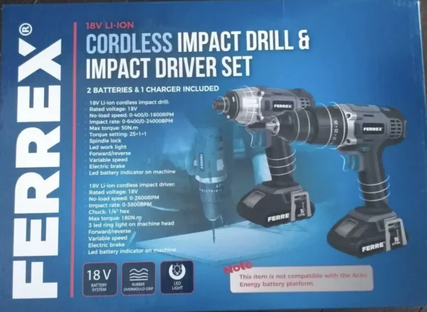  BRAND NEW FERREX CORDLESS IMPACT DRILLS 