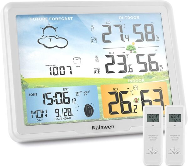 Kalawen Digital Weather Station for Home with Two Wireless Outdoor Sensor