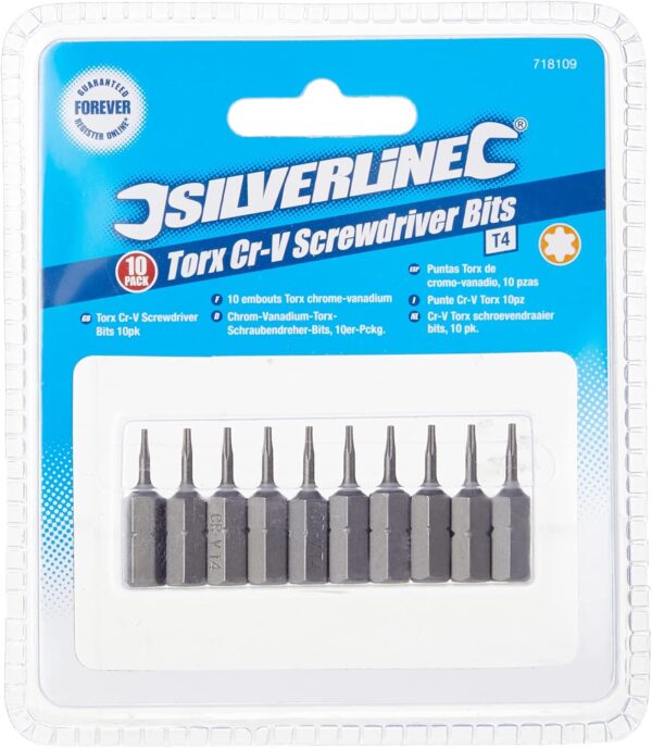 TRADE LOT X BRAND NEW SILVERLINE PACK OF 10 TORX CR-V SCREWDRIVER BITS