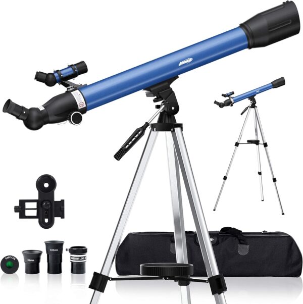 AOMEKIE Telescopes for Kids Beginners Adults70mm Astronomical Telescope with Phone AdapterMoon Filter Erecting Eyepiece and Barlow