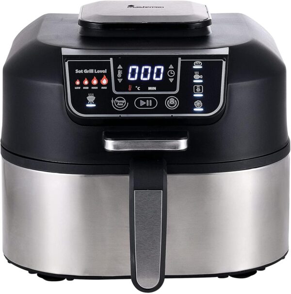 Brand New MasterPro Smokeless Grill, 5.6 Litre, 1760 W, One Touch Food Processor with Oil-Free Fryer Function, Oven and Food Dehydrator, BPA and PFOA Free, Stainless Steel, Black/Grey , SMOKELESS GRILL